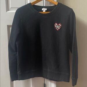J. Crew Black Sweatshirt with Leopard Heart Patch
